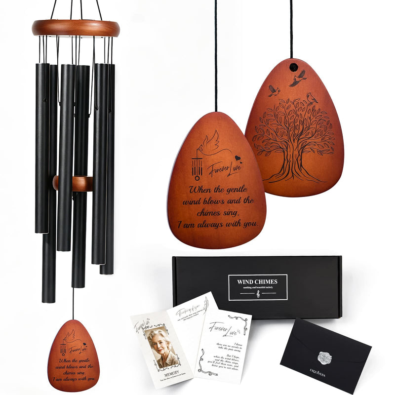 37 Inch Memorial Wind Chimes with Gift Set - Engraved Sympathy Gift
