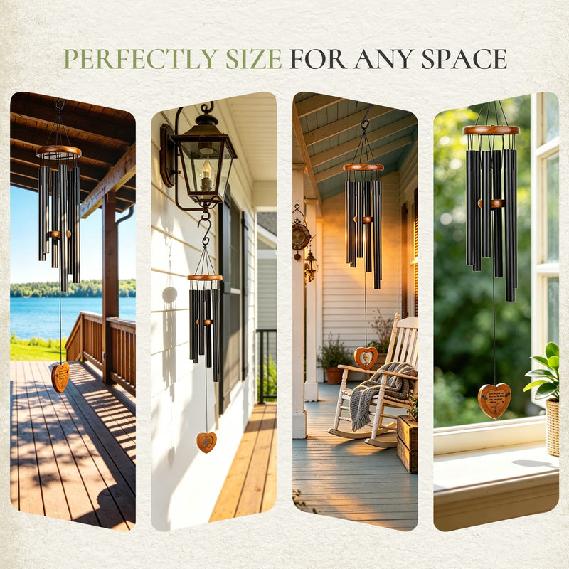 Lasting memorial gift scene comparing wind chime with flowers candles and cards