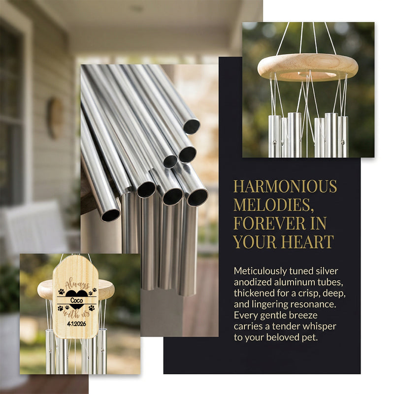 Customized Pet Memorial Wind Chime - Personalized Name & Date