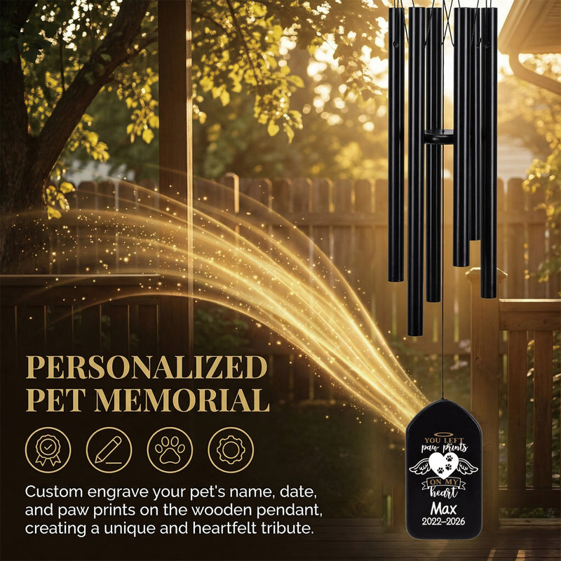 Customized Pet Memorial Wind Chime - Personalized Name & Date