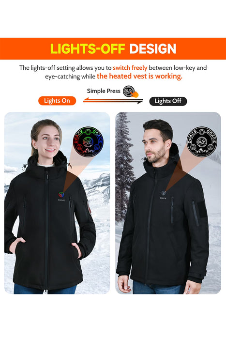 DOACE 12V Soft Shell Heated Jacket for Men and Women with14400mAh Battery Pack